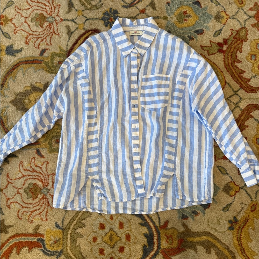 Vineyard Vines Catalina Blue and White Striped Button-Up Shirt